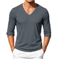 thumbnail image 2 of HAOTAGS Men’s Athletic Long Sleeve T-shirts V-Neck Quick Dry Mesh Pullover Shirt Dark Gray Size L, 2 of 10