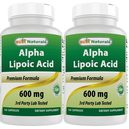 2 Pack Best Naturals Alpha Lipoic Acid 600 mg 120 Capsules | Blood Sugar Management and Dietary Supplements