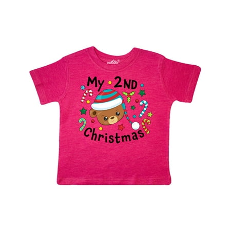 

Inktastic My 2nd Christmas Cute Bear with Candy Canes Gift Toddler Boy or Toddler Girl T-Shirt