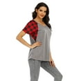 thumbnail image 6 of Frontwalk Summer Beach Tops Shirts for Women Casual Short Sleeve Plaid Tee Pullover Boho Holiday T-Shirt Loungewear Tunic Blouses, 6 of 8