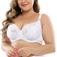 thumbnail image 6 of Plus Size Women Lace Gather Push Up Bra Underwire Embroidery Floral Adjustable Straps D-cup Bra 34-46, 6 of 8