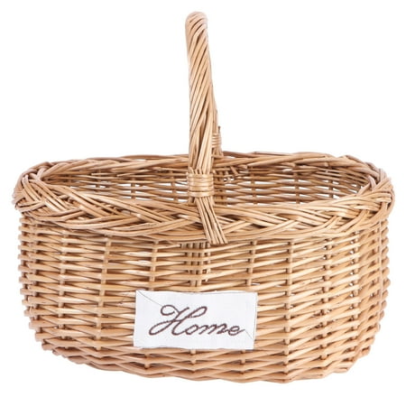 

BESTONZON 1Pc Willow Weaving Picnic Basket Portable Outdoor Fruit Storage Holder (Brown)