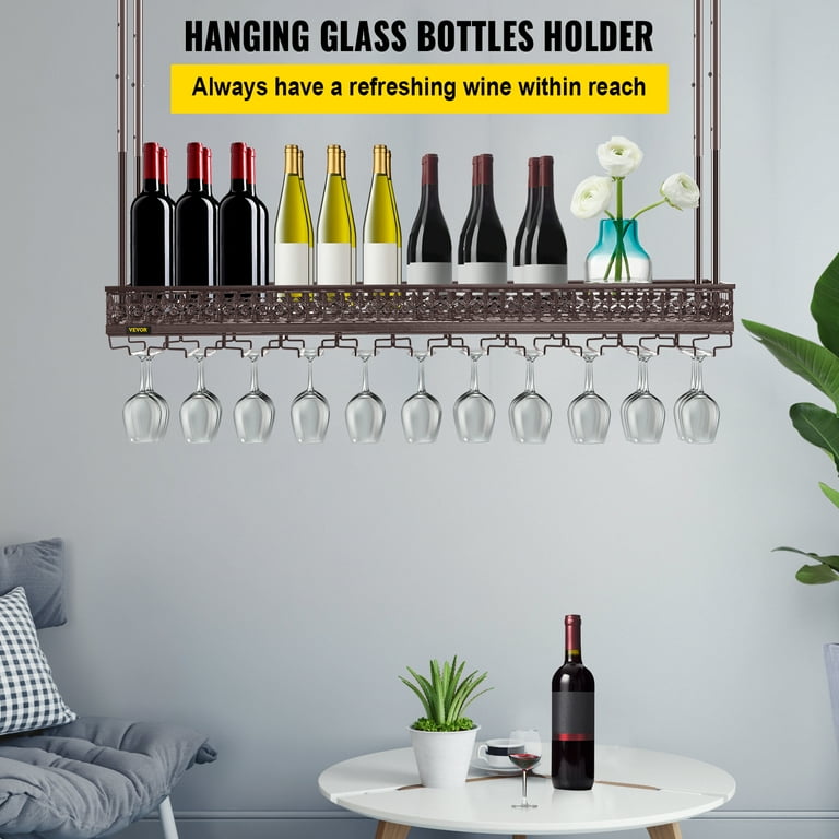 Wine Glass Rack Stand Stainless Steel Black, 5 Rows, 6 Rows, Hanging Glass  Drying Rack, Stemware Rack Wine Glass Holder, Bottom of The Cup Can Be Hung