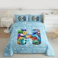 thumbnail image 2 of Feelyou Teen 3D Dinosaur Queen Comforter Set, Blue Monogrammed H Bedding Sets, Initial A to Z Letter Reversible Bedding Comforter Set, Microfiber Bedroom Decor, 3-Piece, 2 of 8