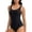 Black, variant on uvwlwu Women Scoop Neck Crisscross Back One Piece Swimsuit,S