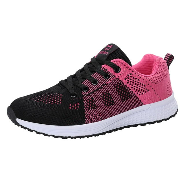 Kcodviy Femmes Maille Uni Antidérapant Lite Espadrilles Femme à Lacets Chaussure Espadrilles Décontractées Course Espadrilles pour Femmes Chaussure Étudiante Chaussure de Course