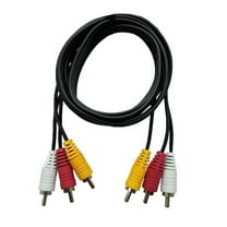 SatelliteSale 3 Male to 3 Male RCA Audio Video AV Сomposite Cable Universal Wire PVC Black Cord 6 feet