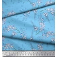 thumbnail image 2 of Soimoi Blue Silk Fabric Leaves & Orchids Floral Fabric Prints By Yard 42 Inch Wide, 2 of 3