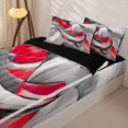 thumbnail image 3 of Homewish 3D Spiral Print Zipper Twin Comforter Sets with Fitted Sheet and 2 Pillowcases,Modern Aesthetic Zipper Bedding Set,Red,Black Reversible,4pcs, 3 of 8