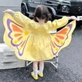 thumbnail image 2 of WhouRiu Girls Long Sleeve Dresses Casual Summer Crew Neck Butterfly Wing Dress Kids Comfortable Cute Everyday Sundress,5-6 Years, 2 of 9