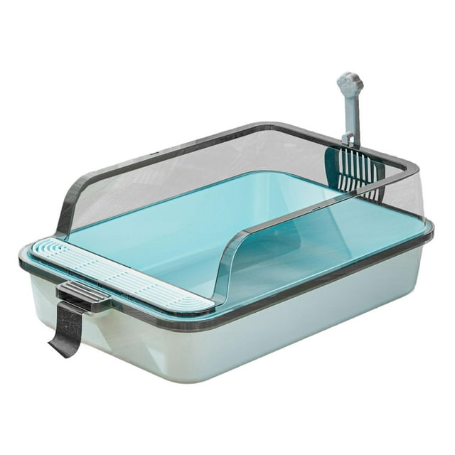 Yinanstore Bac à Litière pour Chat Bac à Litière pour Chat Ouvert Bac à Sable pour Chat Bac à Sable Robuste Toilette pour Chat Bac à Litière pour Chat d'Intérieur Chatons Bleu