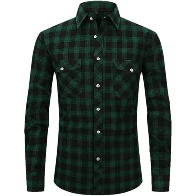 Camisa informal a cuadros para hombre, estilo formal, de negocios, de corte entallado y con bolsillos para uso social en la calle