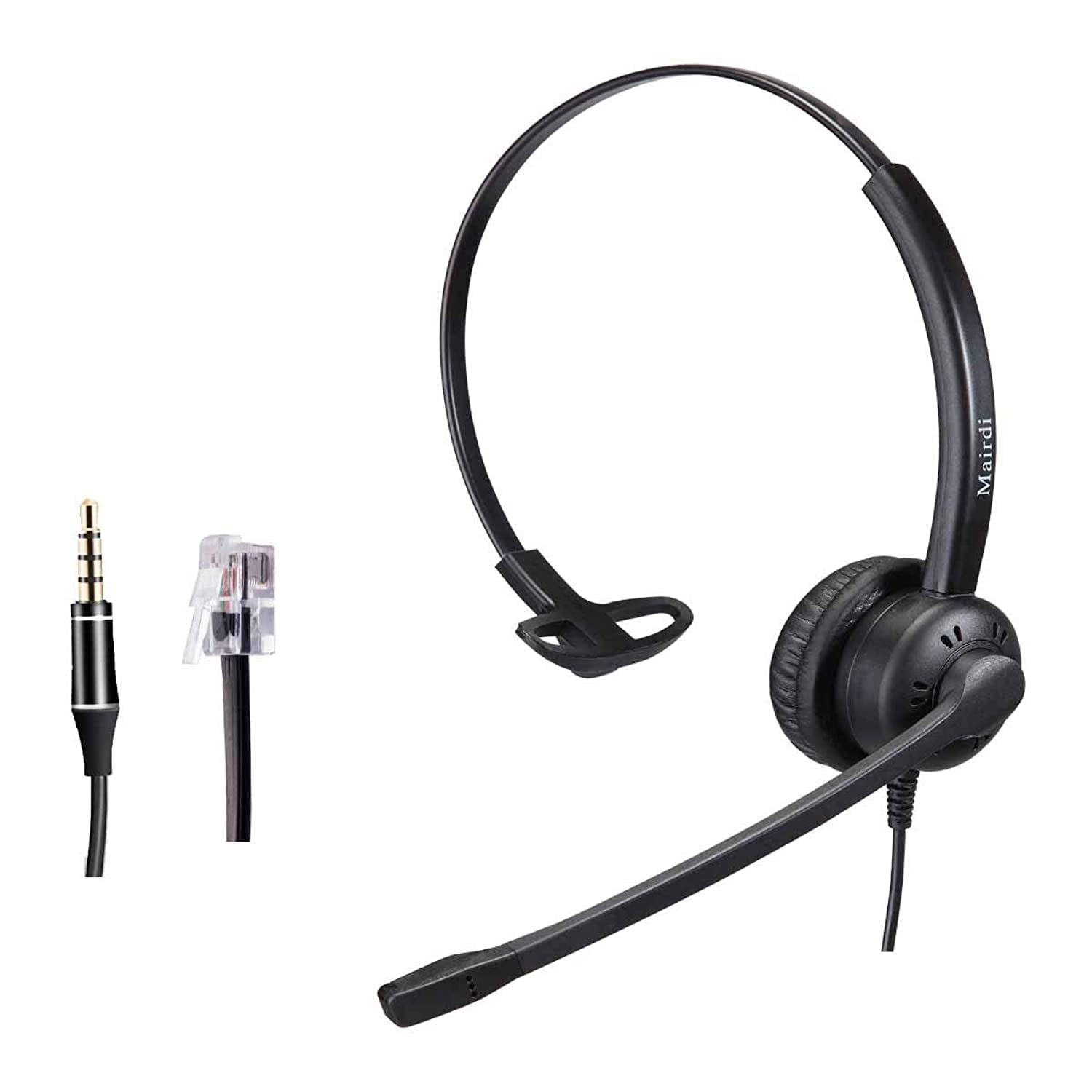 Telephone Headset with RJ9 Jack and Noise Cancelling Microphone for Call Centers Offices with