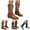 Black, variant on Dakaela Women's Cowboy Boots Mid Calf Cowgirl Mid Calf Boot Western Round Toe Pull on Ankle Booties