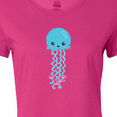 thumbnail image 4 of Inktastic Blue Jellyfish, Cute Jellyfish With Pink Ribbons Women's T-Shirt, 4 of 5