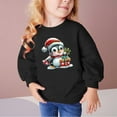thumbnail image 2 of TFEOQRY Children Christmas Sweatshirts for Boys and Girls Cartoon Penguin Christmas Hat Printing Long Sleeve Hoodless Sweatshirt Black, 2 of 4