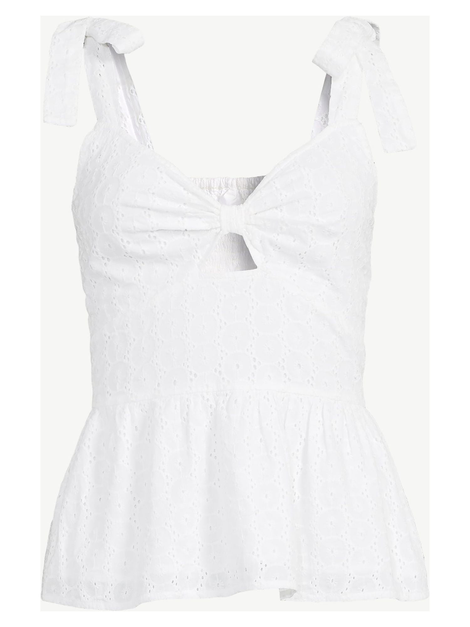 Sofia Jeans by Sofia Vergara Women's Eyelet Peplum Tank Top