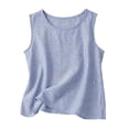thumbnail image 5 of Linen Shirts for Women, Round-Neck Cotton-Linen Tank Top Classic Basic Tank Top Soft Comfy Sleeveless Top for Women Summer Essential Tank Top for Daily Wear, Sky Blue 3XL, 5 of 9