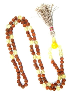 Mogul Necklace Citrine Mala Beads Rudraksha Prayer Beads Malas