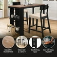 thumbnail image 4 of Hillsdale Furniture Knolle Park 3 Piece Wood Counter Height Dining Set, Black with Oak Wire Brush Finished Top, 4 of 20