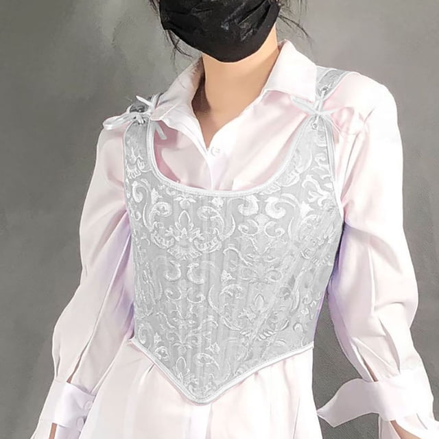 Corset Vintage à Lacets pour Femmes, Bretelles, Mode Automne 2023, Blanc-A S