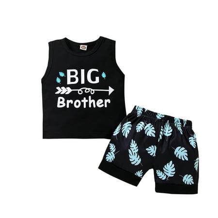 

Nituyy Baby Boys Brother Sets Letter Print Sleeveless Vest Tops Shorts 2PCS