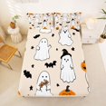 thumbnail image 5 of Manfei Halloween Themed Queen Sheets,Kawaii Ghosts Queen Sheet Sets,Black,4 Pieces,1 Flat Sheet, 1 Fitted Sheet and 2 Pillowcases, 5 of 6