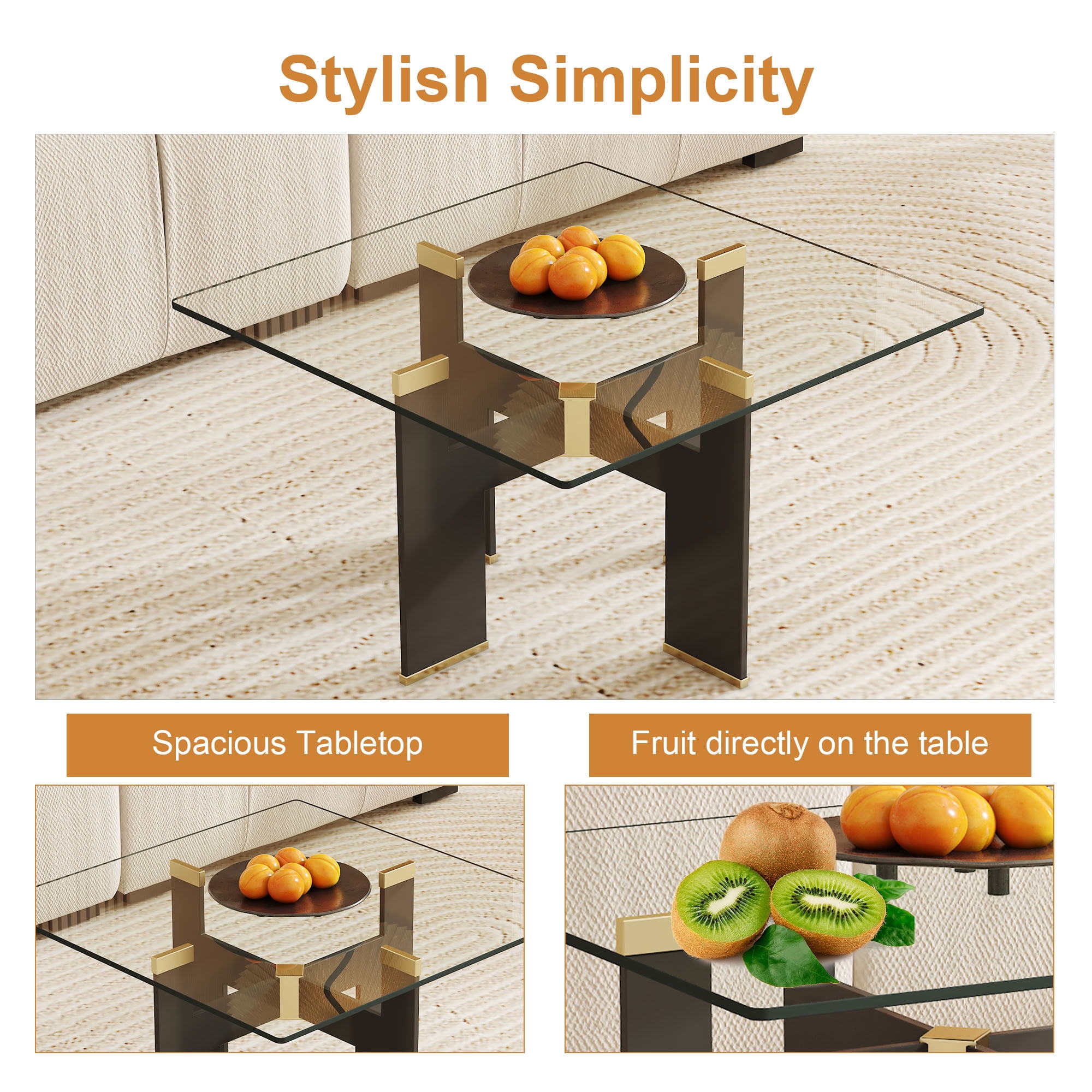 MAYEERTY 24" Square Tempered Glass Table Top, 0.23" Thick Clear Heat Resistant Glass Tabletop, Replacement Glass Surface for Dining Side Coffee Table