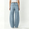 thumbnail image 5 of Vynhevius Women's Denim Jeans Loose Barrel Wide Leg Pockets Stretch Long Pants, 5 of 6