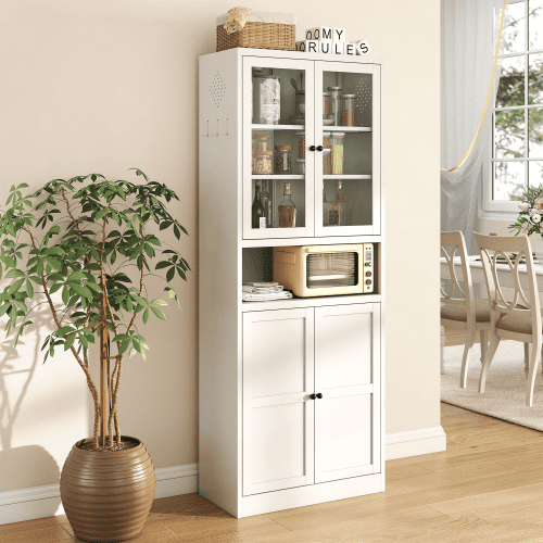 Dtwnek 72" Tall Kitchen Pantry Cabinet with Shelves, Freestanding Storage Cabinet for Kitchen, Pantry, Bathroom, White