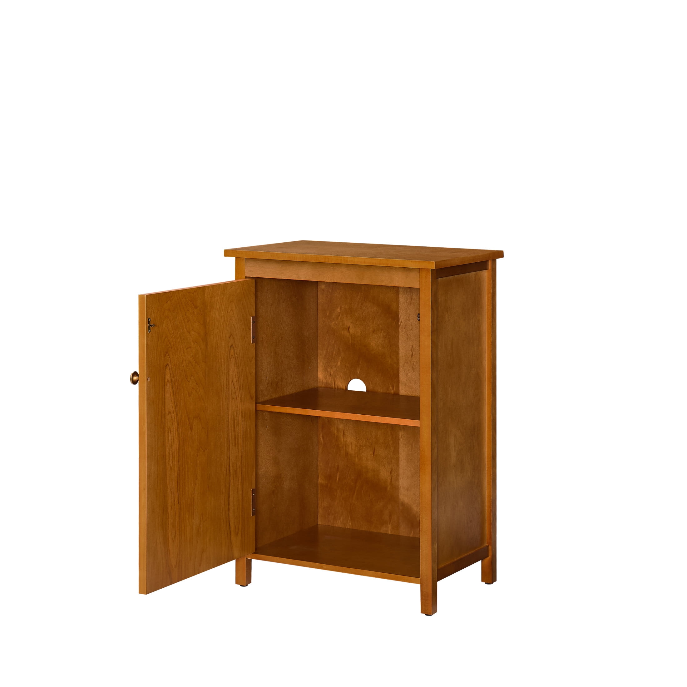 GDF Studio 34.2" Tall Mid-Century Modern Floor Cabinet with Door & Adjustable Shelf, Walnut