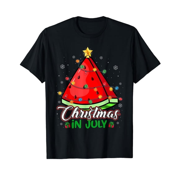 Watermelon Christmas Tree Christmas In July Summer Vacation T-Shirt