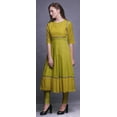 thumbnail image 3 of Bimba Yellow2 Geometric Songket Anarkali Dress Long Indian Ethnic Wear For Women Maxi Kurta Ethnic Kurti XXX-Large, 3 of 5