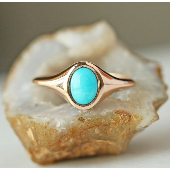 Oval Cut Tourqoise Solitaire Ring, 925 Sterling Silver Ring, Light Waight Jewelry. Gift For Her. Bezel Setting