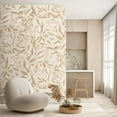 thumbnail image 3 of Idea4wall 2pcs Golden Leaf Chic Botanical Warm Beige and Gold Tones Wall Murals, Not Peel and Stick, Non-Woven Wallpaper Large Wall Decoration for Rooms, 48"x108", 3 of 5