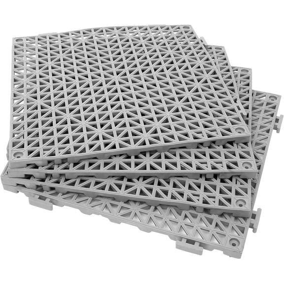 Interlocking Rubber Flooring Tiles Non-Slip Splicing Waterproof Mat Modular Interlocking Cushion Mat for Drain, Deck, Pool, Patio, Balcony, Shower, Kitchen, Yard (Gray)