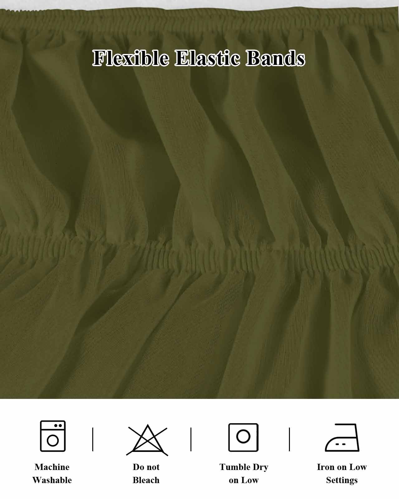 Olive Green Bed Skirt California King Size 18" Drop Solid Color Ruffled Wrap Around Bed Skirts Adjustable Elastic Bedskirt Dust Ruffle for California King Size Bed