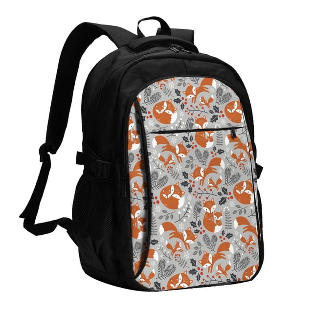 Disketp Vintage Blue Fox Family A Mochila de Viaje Estampada para Laptop con Puerto de Carga USB, Mochila Impermeable para Computadora – Regalo para Hombres y Mujeres