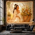 thumbnail image 6 of African American Woman with Sunflowers in a Sunlit Outdoor Setting Romantic Boho for Nature Lovers Botanical Wall Art Mother's Day Gift Tapestry Wall Hanging for Bedroom and Living Room, 6 of 7