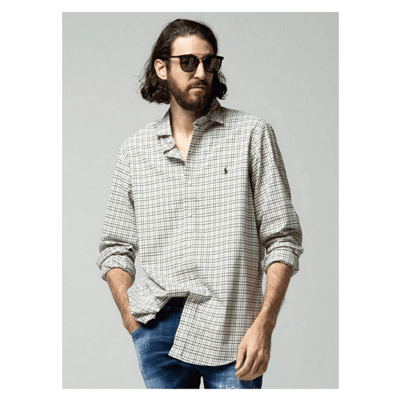 $98.50 Polo Ralph Lauren Classic-Fit Plaid Twill L/Sleeve Woven Shirt Multi-XS