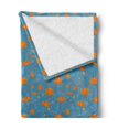 thumbnail image 2 of Orange Blue Soft Flannel Fleece Throw Blanket, Flowers with Thin Peduncles and Buds, Cozy Plush for Indoor and Outdoor Use, 60" x 80", Turquoise Dark Orange, by Ambesonne, 2 of 5