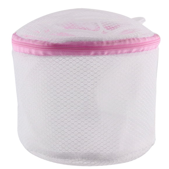 Cesta de lavado para ropa del hogar con cremallera, lencería, calcetines, sujetadores y ropa interior, color blanco y rosa
