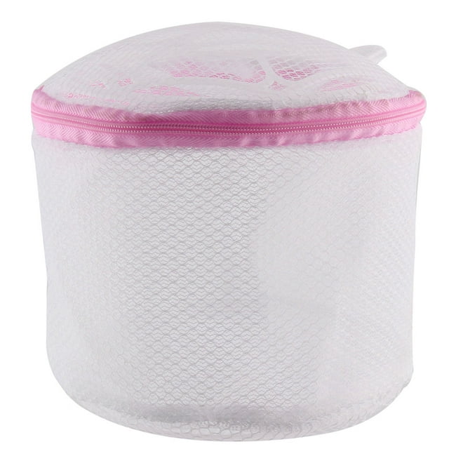 Cesta de lavado para ropa del hogar con cremallera, lencería, calcetines, sujetadores y ropa interior, color blanco y rosa