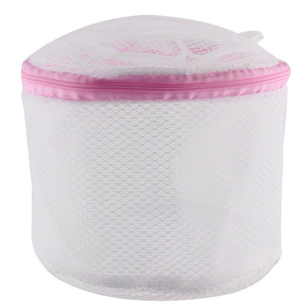 Cesta de lavado para ropa del hogar con cremallera, lencería, calcetines, sujetadores y ropa interior, color blanco y rosa