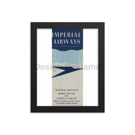 Imperial Airways - Winter Services European Time Table, 1937. Framed Vintage Travel Poster