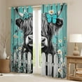 thumbnail image 2 of Erosebridal Highland Cow Curtains for Living Room, Rustic Farmhouse 30%-50% Blackout Curtains Set of 2 (42x90), Teal Gray Lodge Cabin Decor, 2 of 7