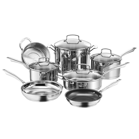 Cuisinart Professional Series 11-Piece Cookware Set, Stainless Steel, PowerBond Base, Oven Safe
