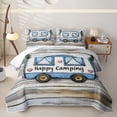 thumbnail image 2 of Catabedysis Cute Camping Bed Spread Queen,Heart Camper Print Queen Coverlet Set For Boys,Multicolor,3Pcs, 2 of 7