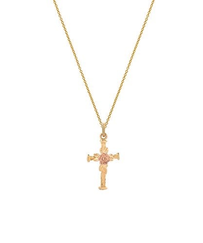 14k Yellow or Rose Gold Cross Pendant Charm Necklace 