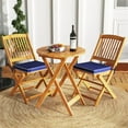 thumbnail image 3 of Topcobe 3 Pieces Acacia Wood Patio Folding Bistro Set with Soft Cushions, Outdoor Patio Furniture for Garden Backyard Pool Deck-Navy, 3 of 12